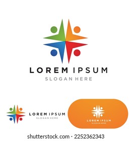 Community Logo Design Template for Teams or Groups.network and social icon design 