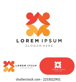 Community Logo Design Template for Teams or Groups.network and social icon design 