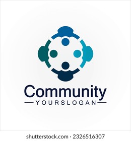 Community Logo Design Template for Teams or Groups. network and social icon design 