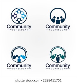 Community Logo Design Template for Teams or Groups. network and social icon design 