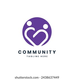 Community Logo design template two people in heart shape