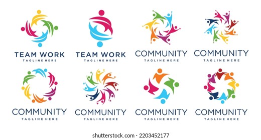 Community logo design unique concept Premium Vector