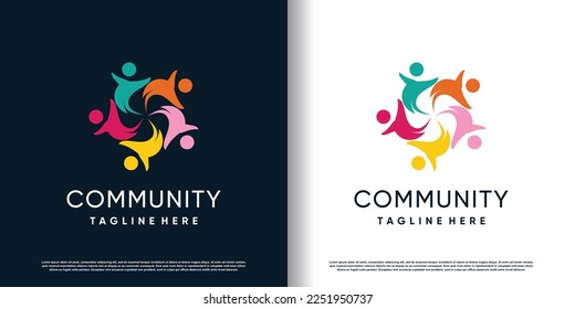 community logo design vector with creative unique style concept premium vector