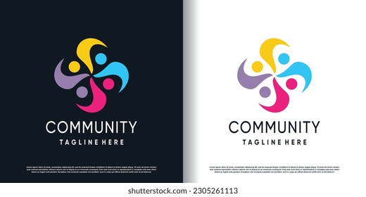 community logo design vector with creative unique style concept premium vector