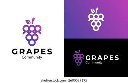 Ilustración vectorial de diseño de logotipo comunitario. Concepto de uvas con diseño de logotipo gráfico de equipo o unidad. Icono, símbolos, creativo