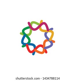 community logo design vector template with using abstract people icon in circle formation
