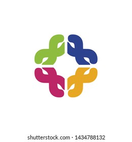 community logo design vector template with using abstract people icon in circle formation
