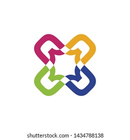 community logo design vector template with using abstract people icon in circle formation