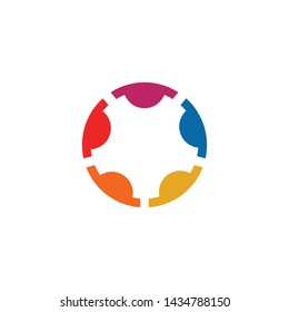 community logo design vector template with using abstract people icon in circle formation