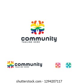 Community logo designs concept vector, Colorful People logo