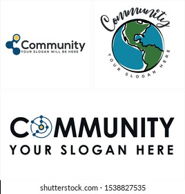 Community logo with earth circle tech vector suitable for non profit earth foundation business