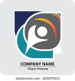community logo, humanitarian organization. logo concept, human icon stretching out arms symbolizes health, well-being, and happiness