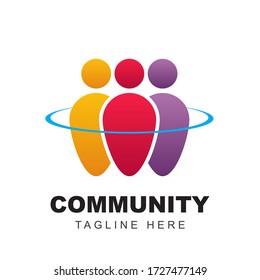 Community Logo Icon Design With Colorful People Shapes. Symbol Of Teamwork, Together, And Group Human Concept Vector Illustration Can Use For Company Branding, Discussion Forum, Social Network, Team