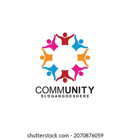 Community Logo Icon Design With Colorful People In A Circular Shape. Symbol Of Teamwork, Solidarity Human Concept Vector Illustration, Company Branding, Discussion Forum, Social Network, Team