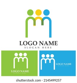 Community logo icon design with colorful people in a circular shape. Symbol of teamwork  solidarity human concept vector illustration  company branding  discussion forum  social network  team