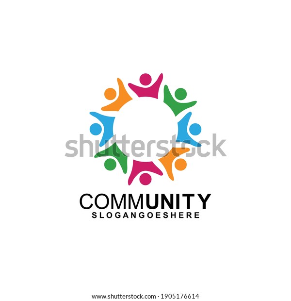 Community logo icon design with colorful people in a\
circular shape. Symbol of teamwork, solidarity human concept vector\
illustration, company branding, discussion forum, social network,\
team