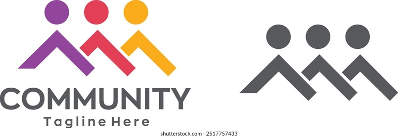 Ícone do logotipo comunitário Logotipo humano comunitário Abstrato Logotipo comunitário de suporte para pessoas