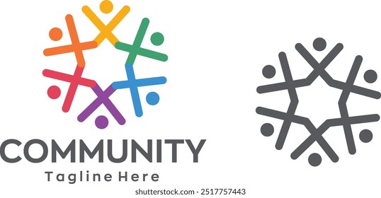 Ícone do logotipo comunitário Logotipo humano comunitário Abstrato Logotipo comunitário de suporte para pessoas