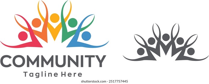 Ícone do logotipo comunitário Logotipo humano comunitário Abstrato Logotipo comunitário de suporte para pessoas