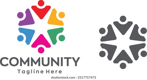 Ícone do logotipo comunitário Logotipo humano comunitário Abstrato Logotipo comunitário de suporte para pessoas