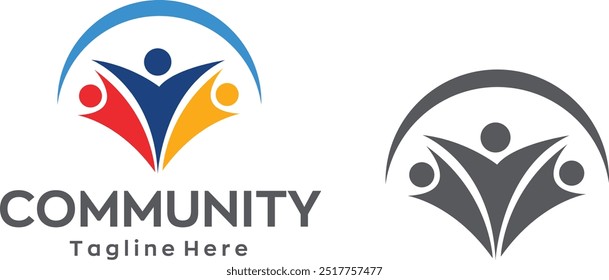 Ícone do logotipo comunitário Logotipo humano comunitário Abstrato Logotipo comunitário de suporte para pessoas