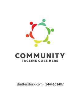 Community Logo For Leadership Design With Colorful Circle Society Style Concept. Teamwork Logo Company with Modern Shape and Connection Creative Symbols Concept. Icon for Business and Corporate.