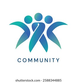 Community logo, people logo vector, women collaboration, interconnected figures in gradient shades. It's a perfect fit for organizations focused on female empowerment, support, and community building.