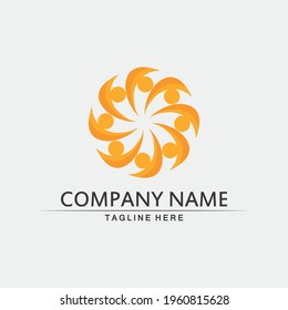 Community logo people work team and business vector logo and design group family