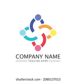 Community logo people work team and business vector logo and design group family