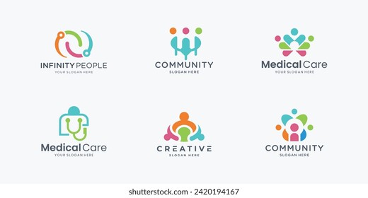community logo set icon vector isolated. mega bundle unity human community.