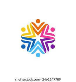 community logo. Social relationship icon. colorful style. Teamwork and Great work logon. Humanity for Corporation. Foundation human group or team