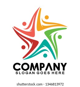 community logo star shape care, symbol of caring, community cares about star shapes, caring symbols, teamwork signs, donation symbols - Vector