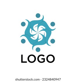 community logo symbol design with abstract circular and people vector design concept for identity