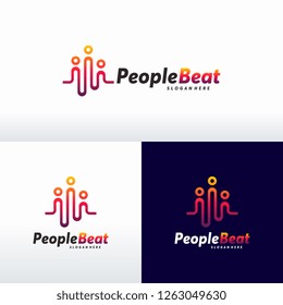 Community logo template designs vector illustration, People Beat logo Icon template