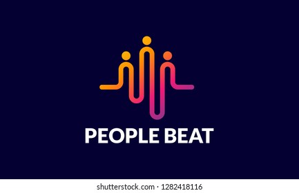 Community Logo Template Designs Vector Illustration, People Beat Logo