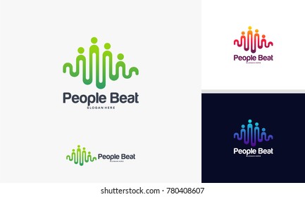 Community Logo Template Designs Vector Illustration, People Beat Logo