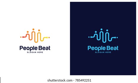 community logo template designs vector illustration, People Beat logo