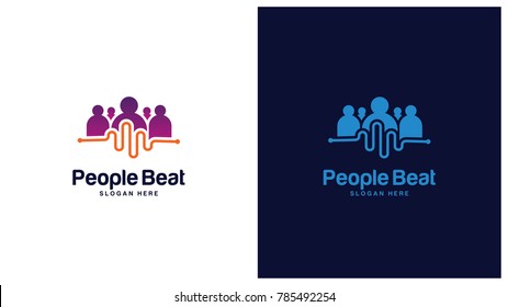 Community Logo Template Designs Vector Illustration, People Beat Logo