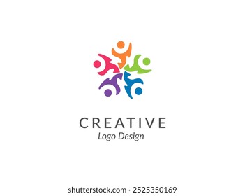 Vetor do logótipo comunitário. Abstrato pessoas logotipo vetor, equipe, grupo, reunião, juntos e família