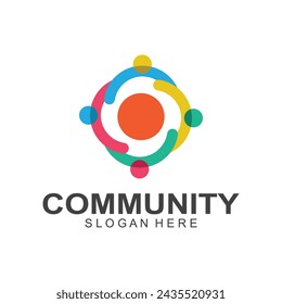 Community logos  people check. Logos for teams or groups  and companies  vector design