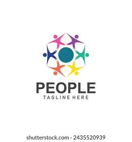 Community logos  people check. Logos for teams or groups  and companies  vector design
