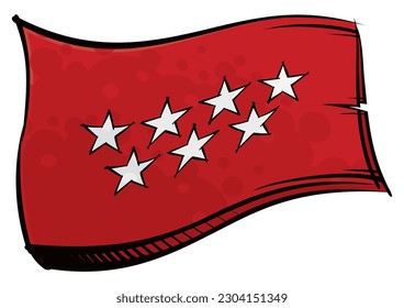 Community of Madrid flag created in graffiti paint style