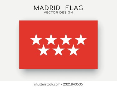 Community of Madrid flag. Detailed flag on white background. Vector illustration