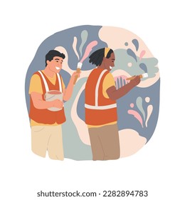 Community maintenance isolated cartoon vector illustration. Group of teenagers creating and maintaining community art project, volunteering and charity time, social work vector cartoon.