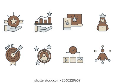 Community Manager activities icons set . Community Manager activities pack symbol vector elements for infographic web