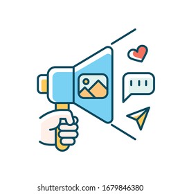 Community Manager Blue RGB Color Icon. Social Media Coordinator, Advertising Specialist. Internet Marketing, Social Media Platform Managing And Update. Isolated Vector Illustration