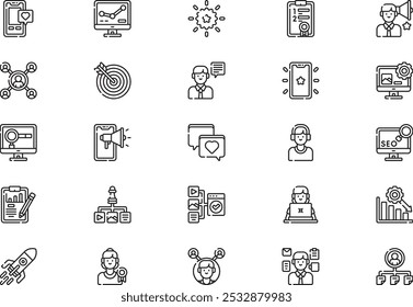 Community manager icons collection is a vector illustration with editable stroke.