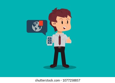 community manager receive notifications on his smartphone, the results of his marketing campaign show the success of the trend topic, social media concept