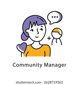Vector de Community Manager Icono de estilo de contorno lleno. Archivo Eps 10 