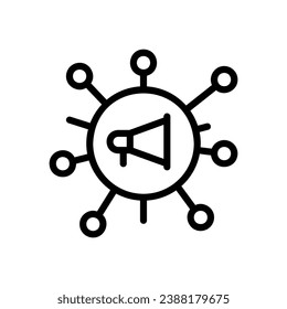 Community Marketing icon with megaphone and network